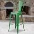 Set of 4 Distressed Steel Bar Stools - Green
