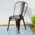 Set of 4 Galvanised Steel Dining Chairs - Brown