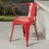 Set of 4 Ready Assembled Chairs - Red, Galvanised Steel