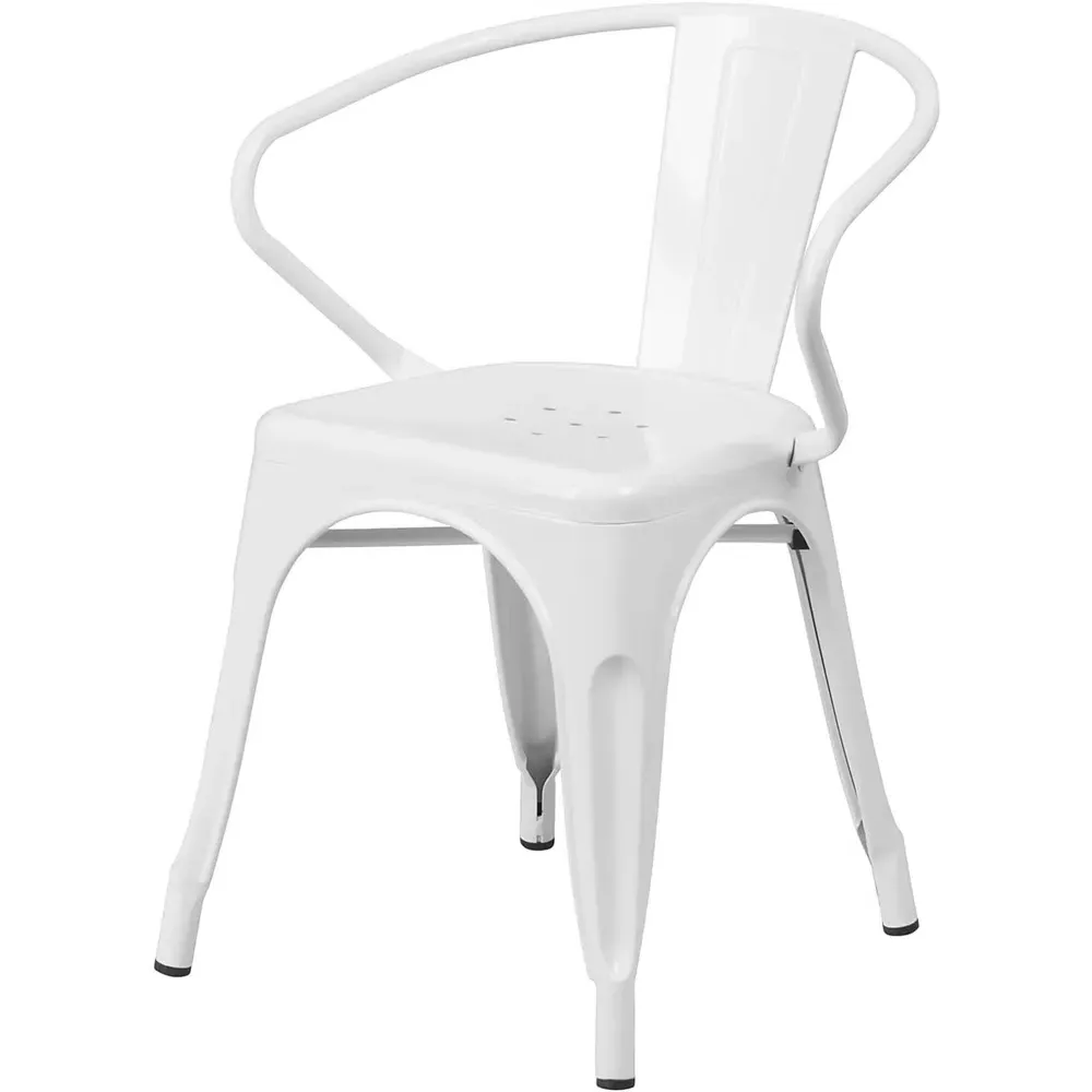 Set of 4 Ready Assembled Chairs - White, Galvanised Steel