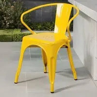 Set of 4 Ready Assembled Chairs - Yellow, Galvanised Steel