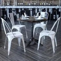 Set of 4 Stackable Dining Chairs - White, Steel