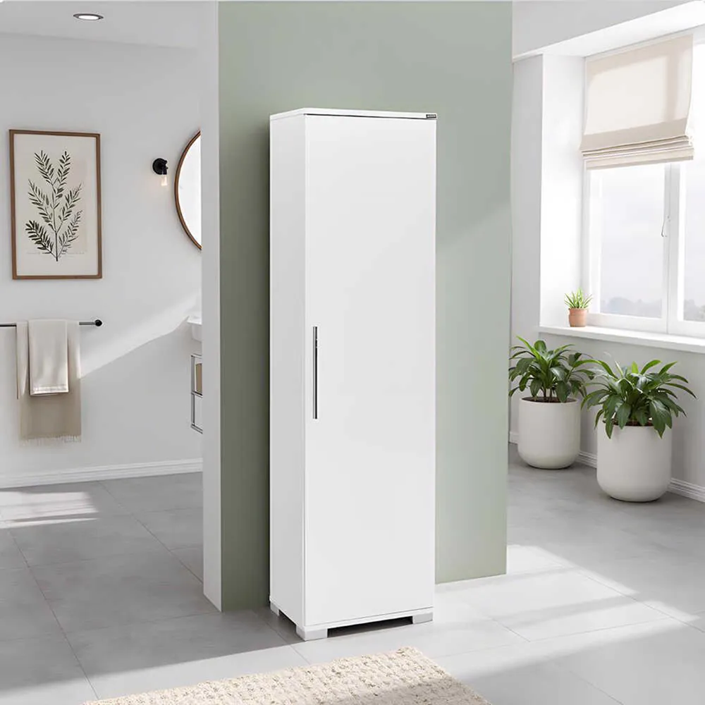 Single Door 5 Tier Storage Cabinet - White