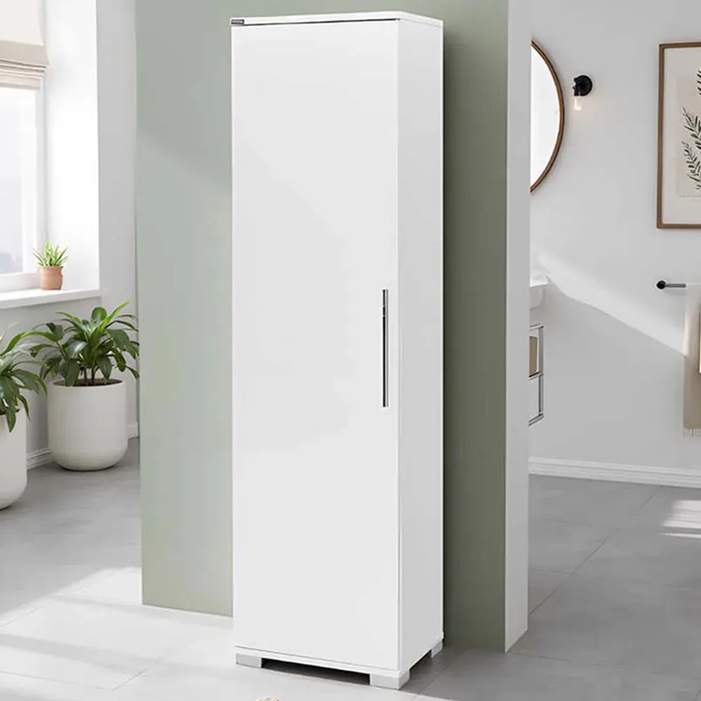 Single Door 5 Tier Storage Cabinet - White image