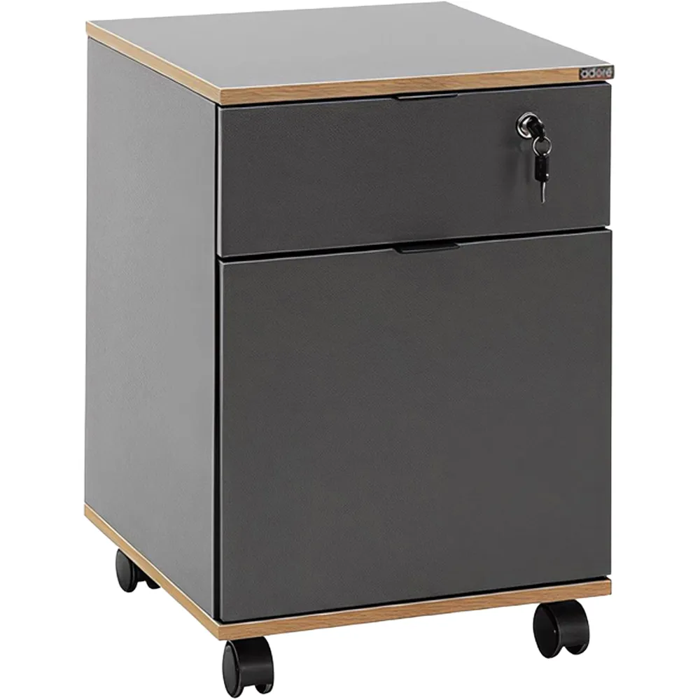 Single Door Single Drawer Mobile Storage Unit - Grey