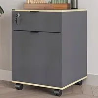Single Door Single Drawer Mobile Storage Unit - Grey