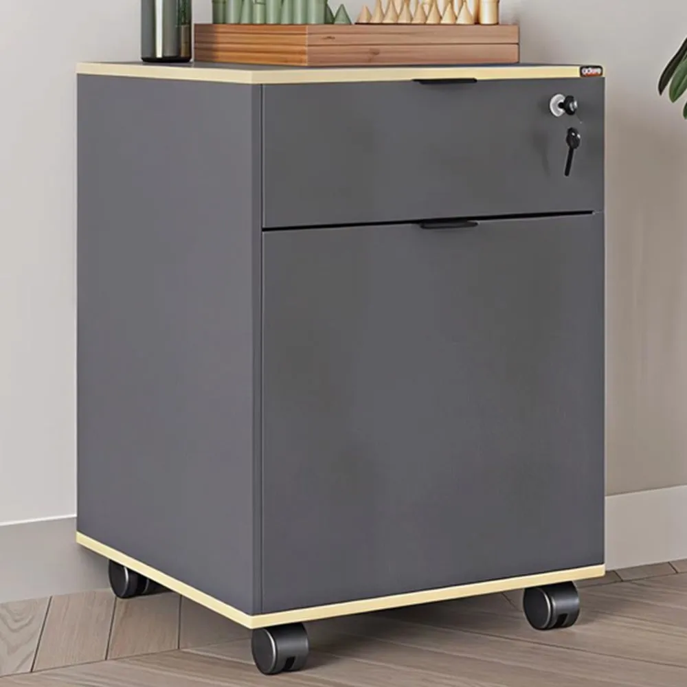Single Door Single Drawer Mobile Storage Unit - Grey image