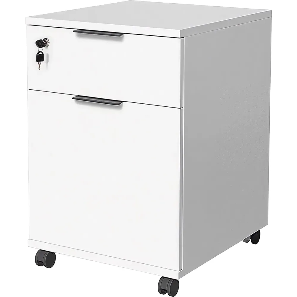 Single Door Single Drawer Mobile Storage Unit - White