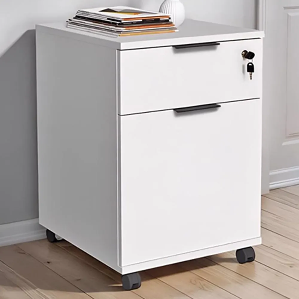Single Door Single Drawer Mobile Storage Unit - White image