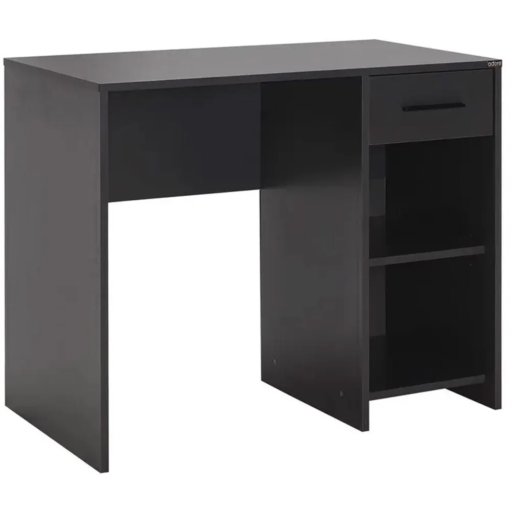 Single Drawer 2 Shelf Desk - Anthracite Grey, Melamine
