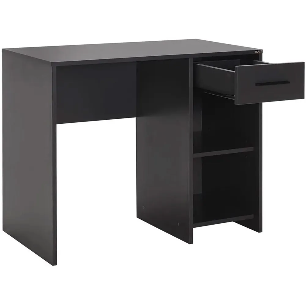 Single Drawer 2 Shelf Desk - Anthracite Grey, Melamine