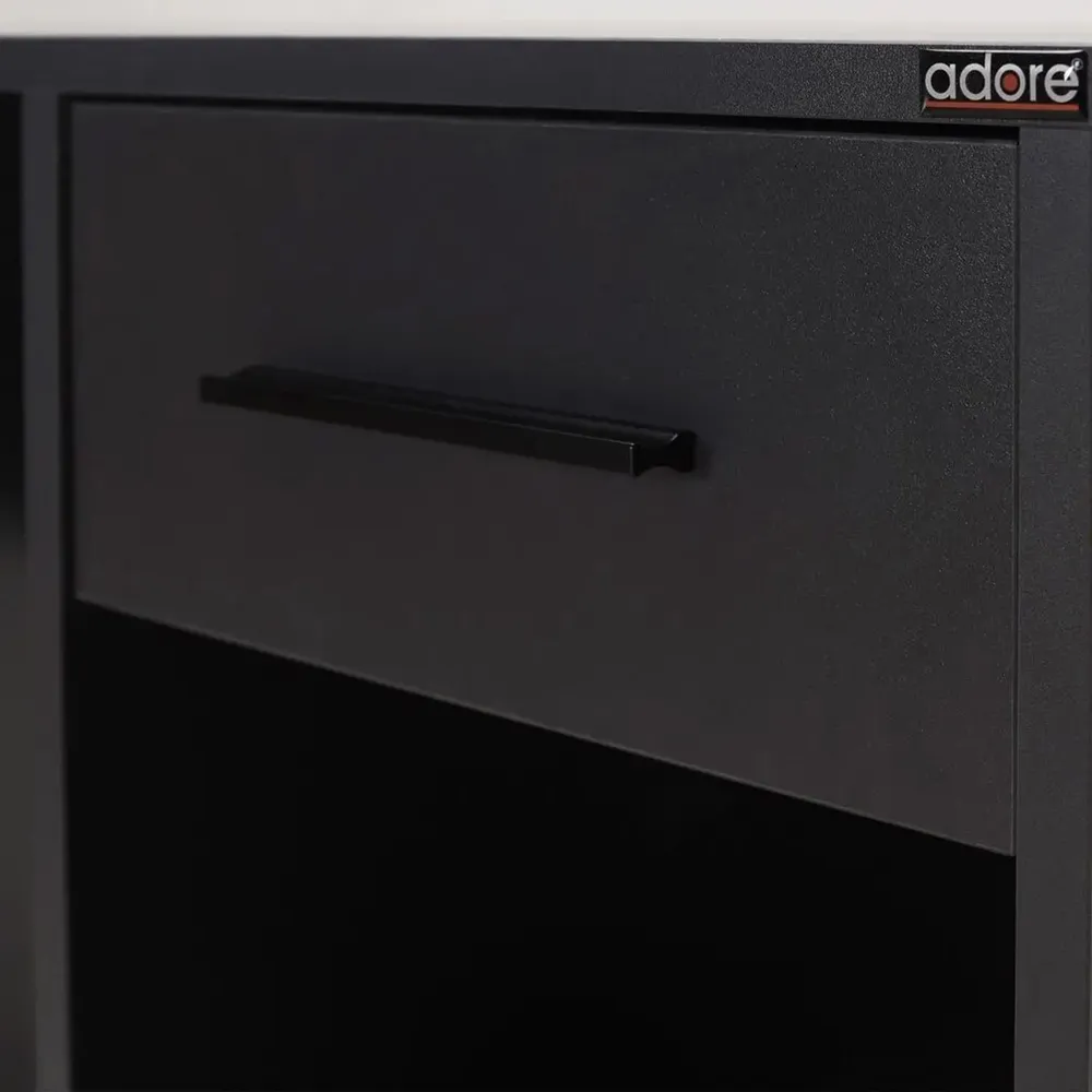 Single Drawer 2 Shelf Desk - Anthracite Grey, Melamine