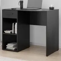 Single Drawer 2 Shelf Desk - Anthracite Grey, Melamine