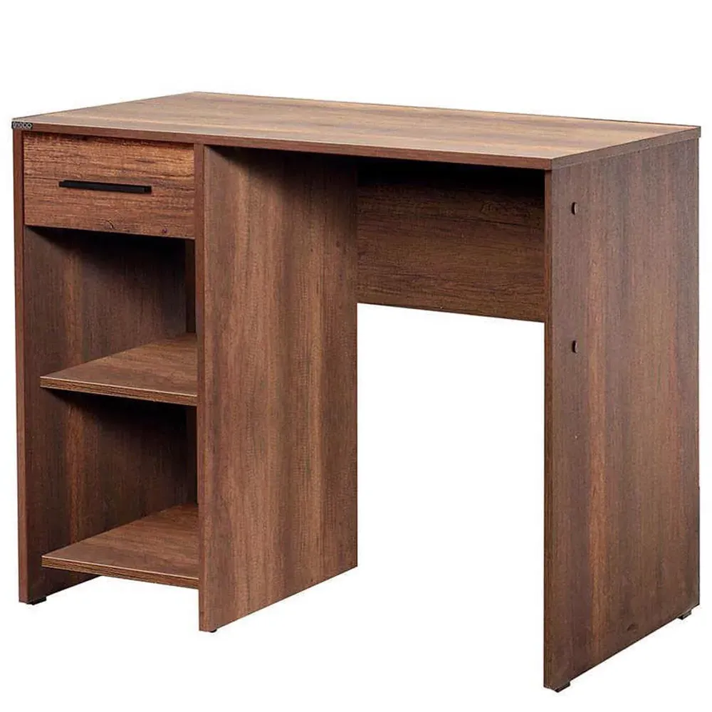 Single Drawer 2 Shelf Desk - Walnut, Melamine