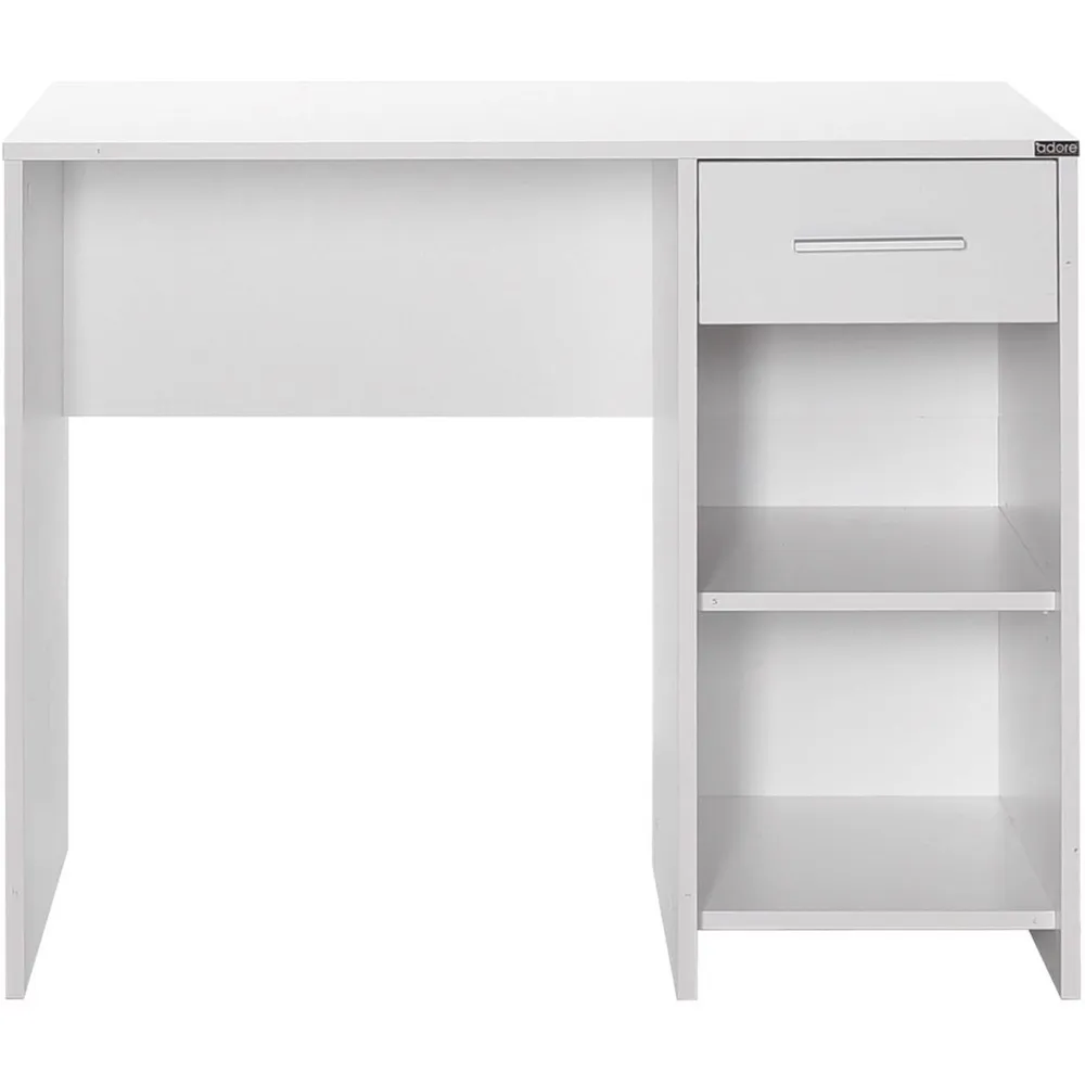 Single Drawer 2 Shelf Desk - White, Melamine