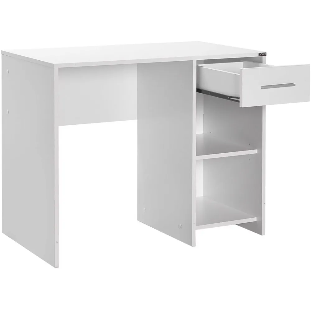 Single Drawer 2 Shelf Desk - White, Melamine