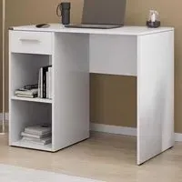 Single Drawer 2 Shelf Desk - White, Melamine