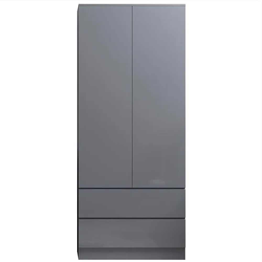 Stora 2 Door 2 Drawer Wardrobe with Soft Close - Grey