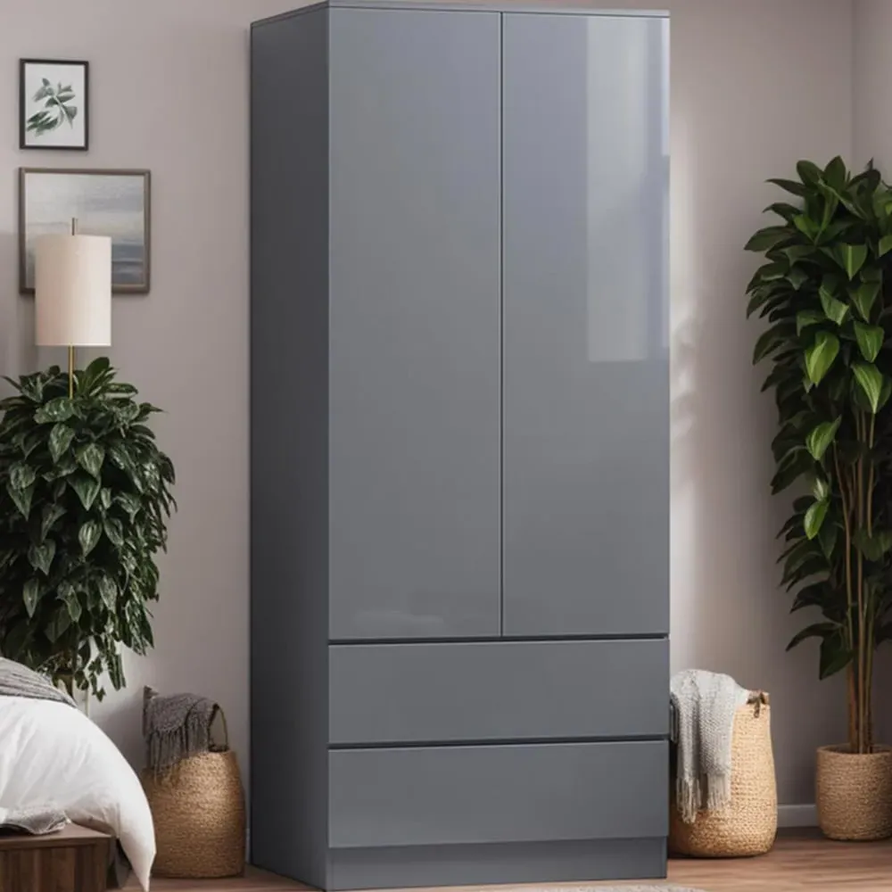 Stora 2 Door 2 Drawer Wardrobe with Soft Close - Grey