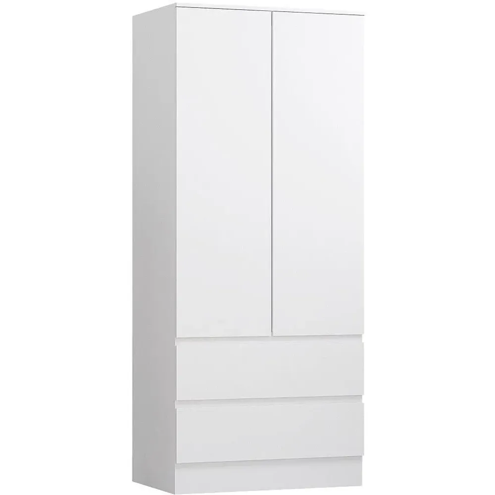 Stora 2 Door 2 Drawer Wardrobe with Soft Close - White