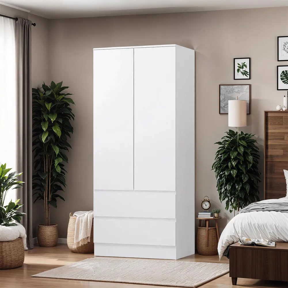 Stora 2 Door 2 Drawer Wardrobe with Soft Close - White
