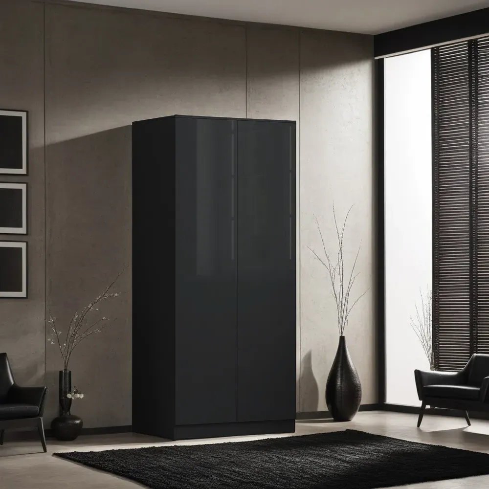 Stora 2 Door Wardrobe with Soft Close - Black