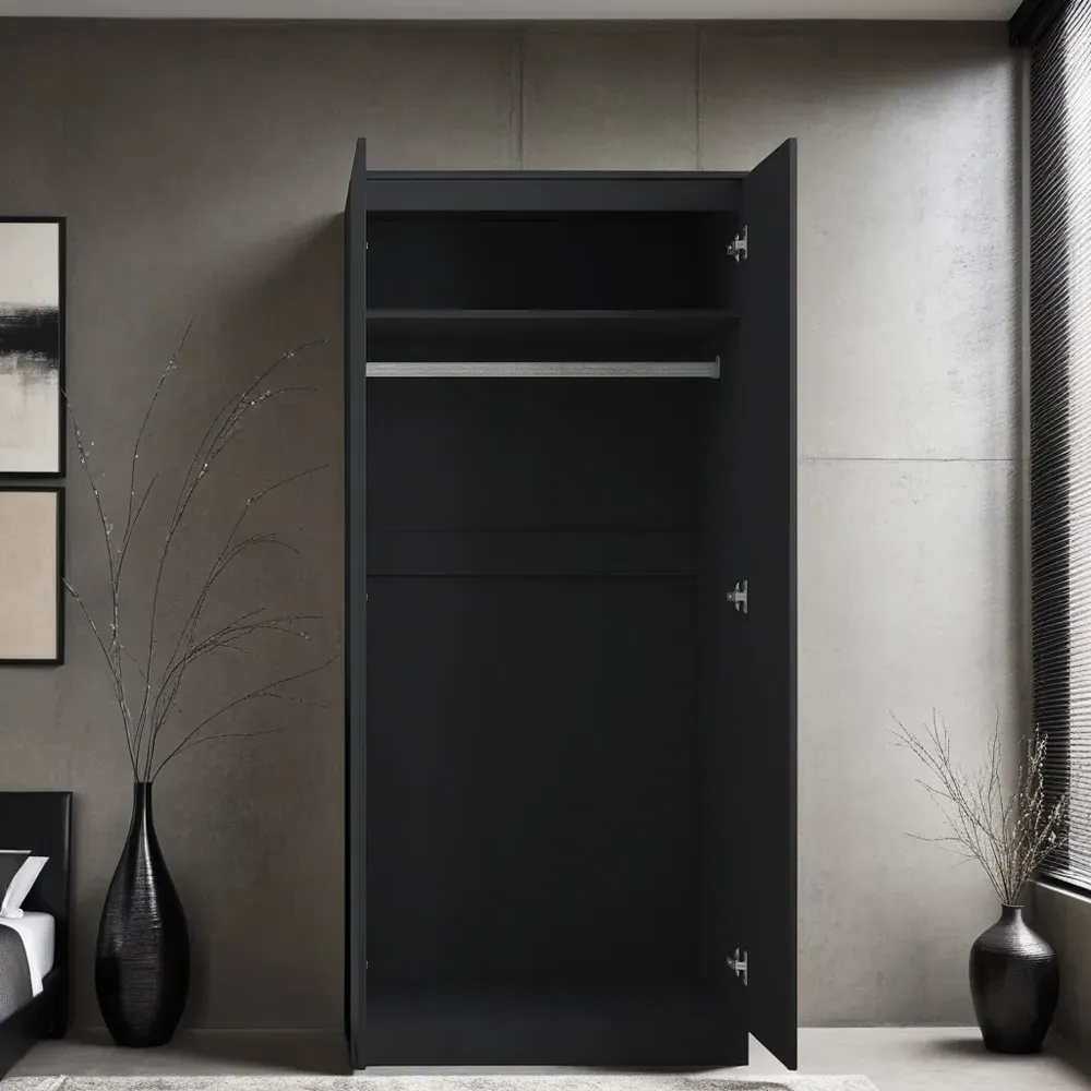 Stora 2 Door Wardrobe with Soft Close - Black