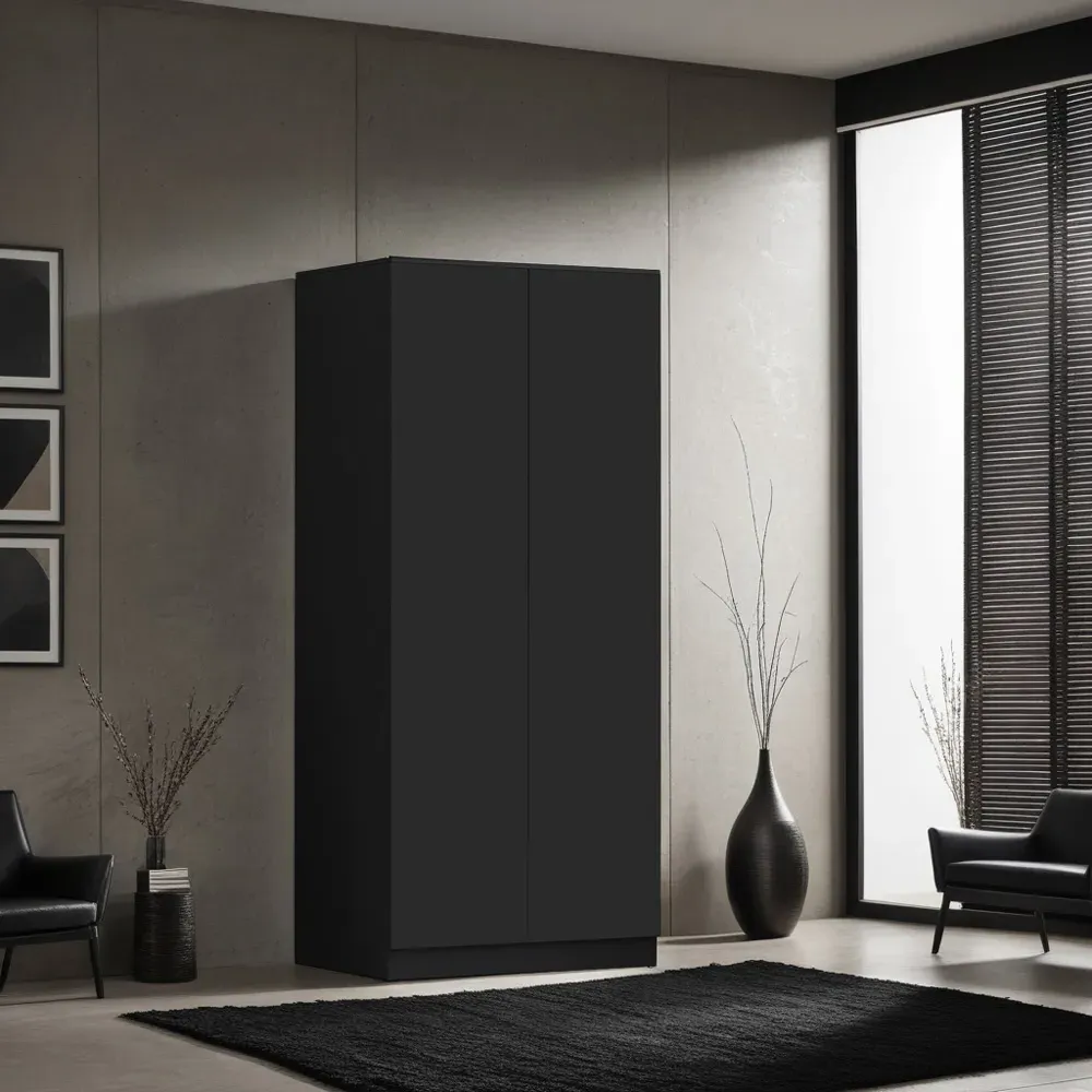 Stora 2 Door Wardrobe with Soft Close - Black