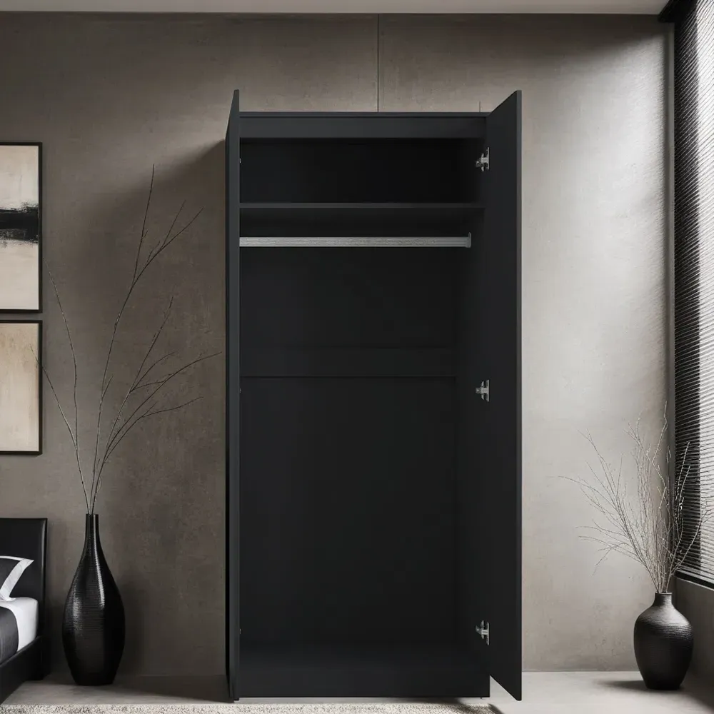 Stora 2 Door Wardrobe with Soft Close - Black