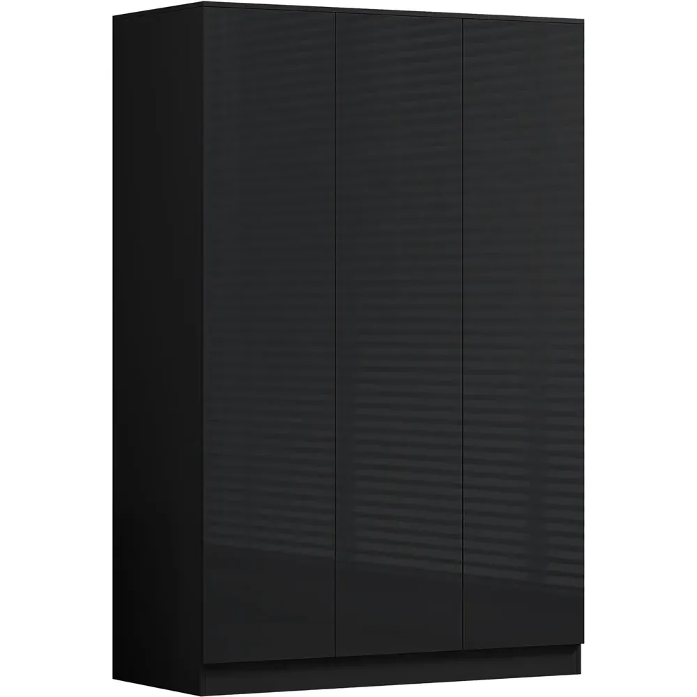 Stora 3 Door Wardrobe - Black Gloss
