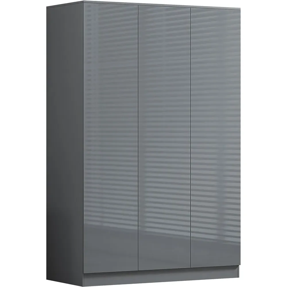 Stora 3 Door Wardrobe - Grey Gloss