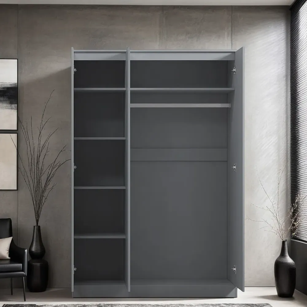 Stora 3 Door Wardrobe - Grey Gloss