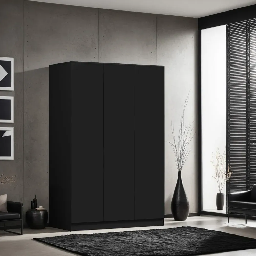 Stora 3 Door Wardrobe - Matt Black