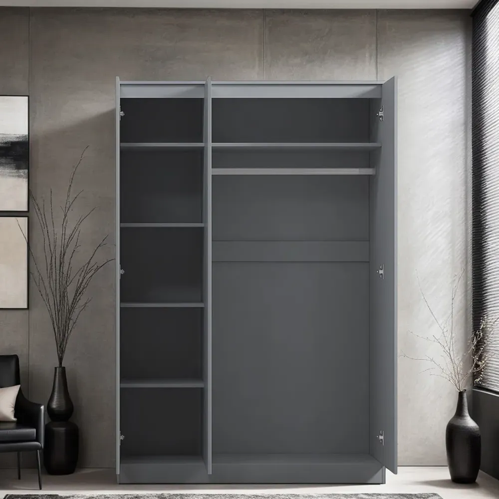 Stora 3 Door Wardrobe - Matt Grey