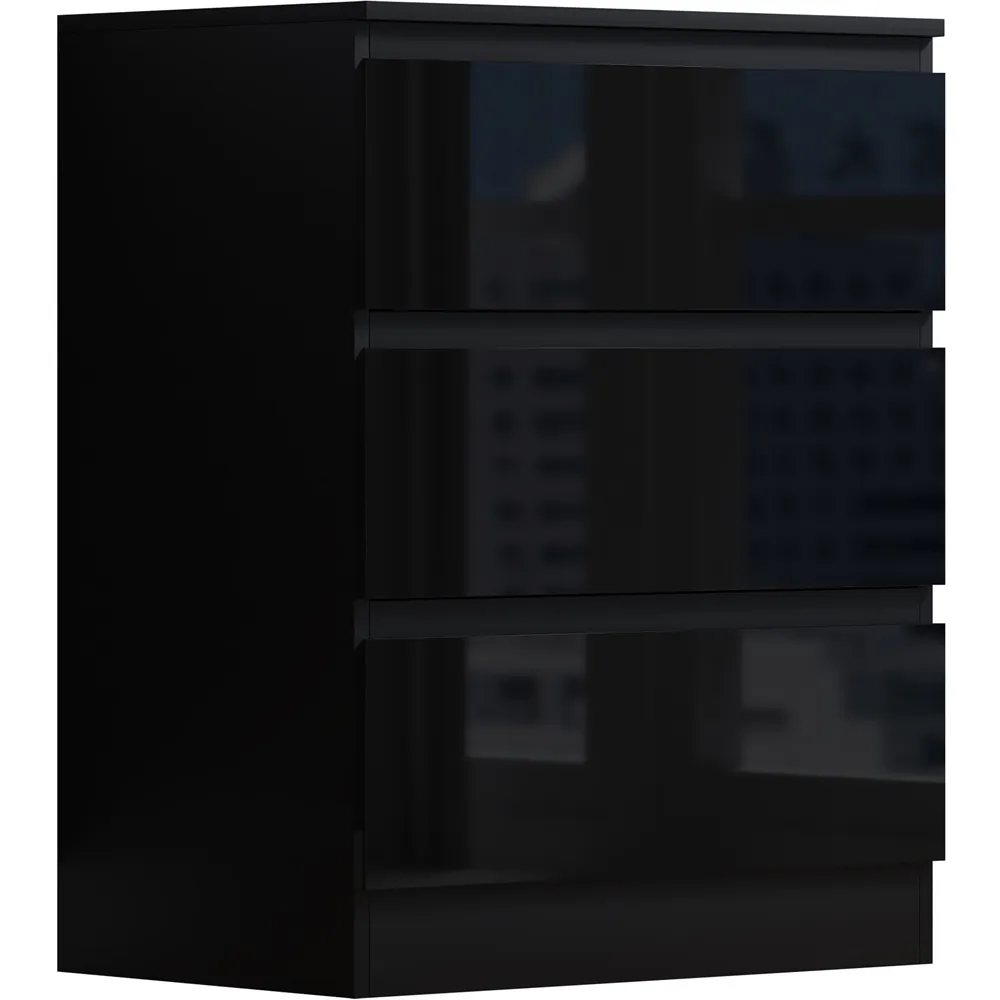 Stora 3 Drawer Chest of Drawers - Black