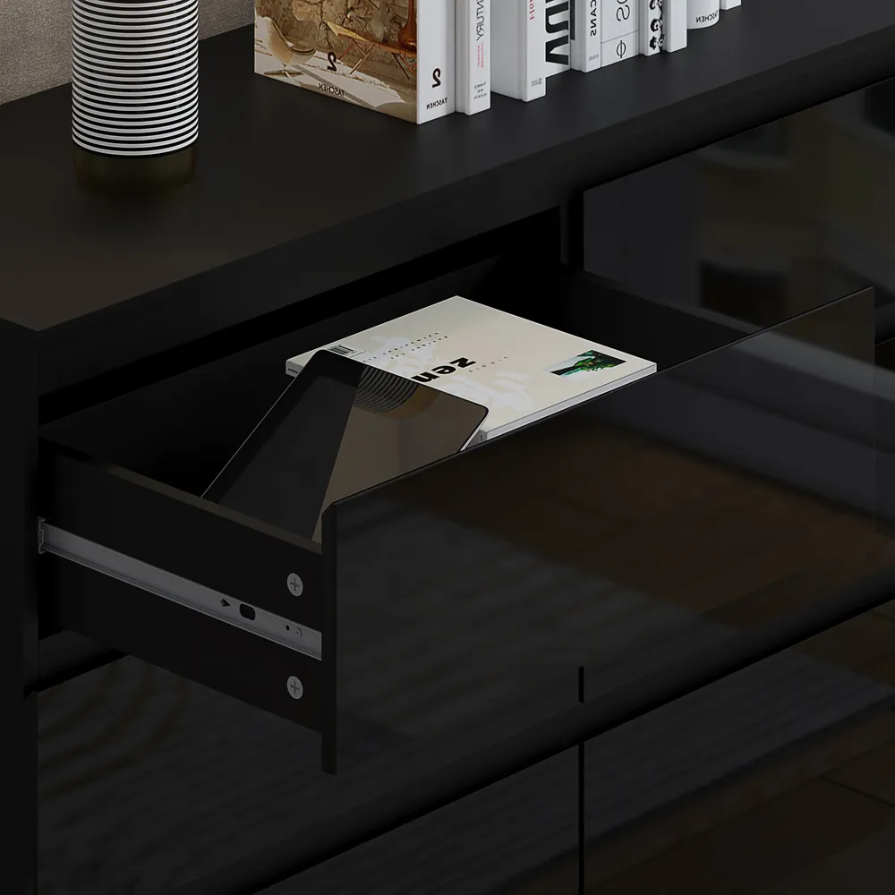 Stora 6 Drawer Wide Chest of Drawers - Black