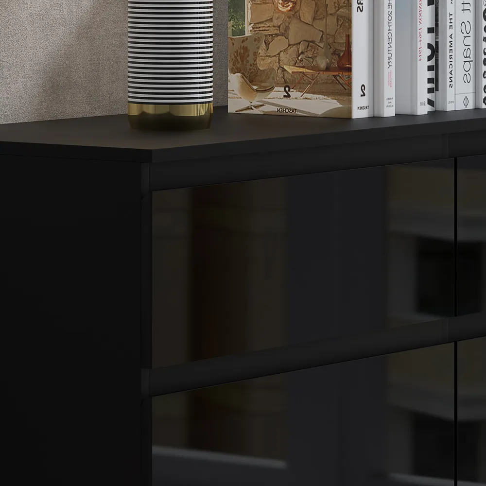 Stora 6 Drawer Wide Chest of Drawers - Black