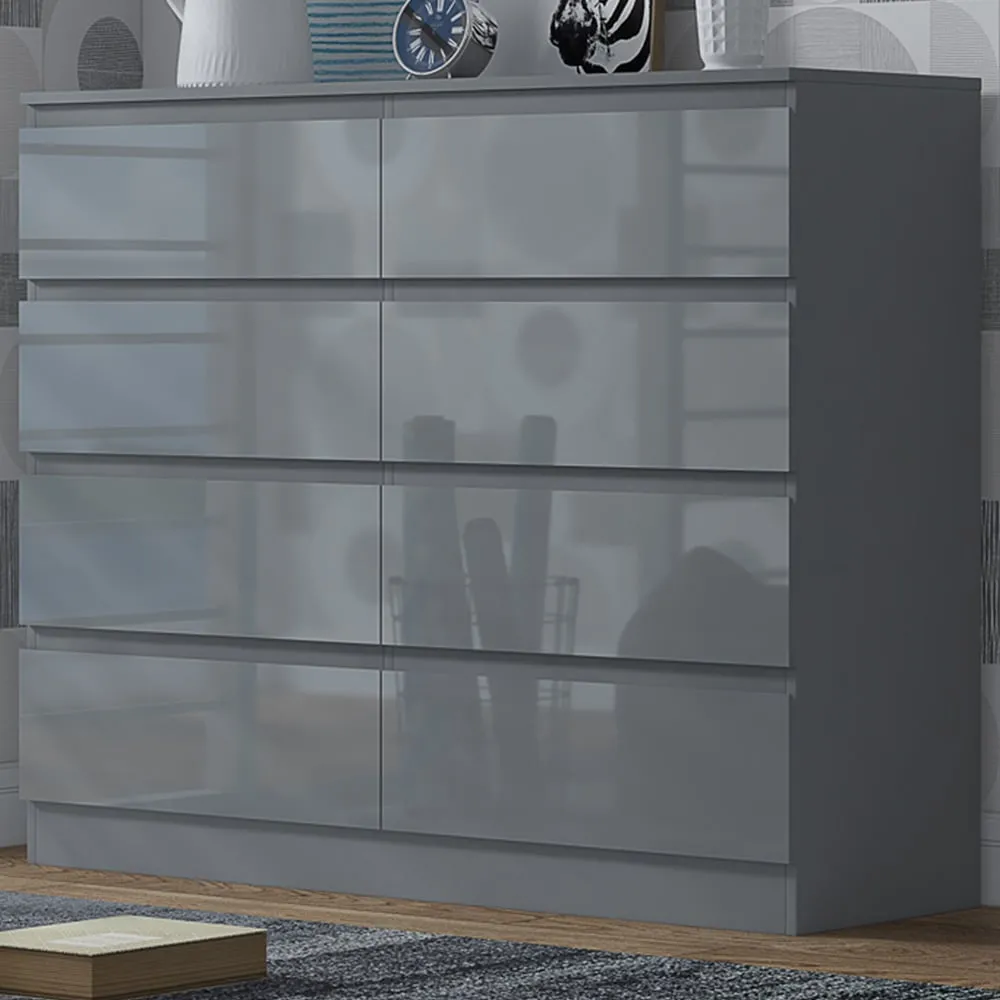 Stora 8 Drawer Chest of Drawers - Grey