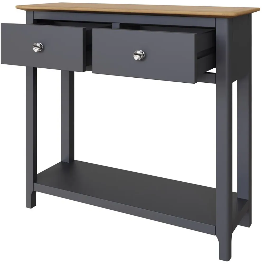 Taberno 2 Drawer Console Table - Blue, Oak