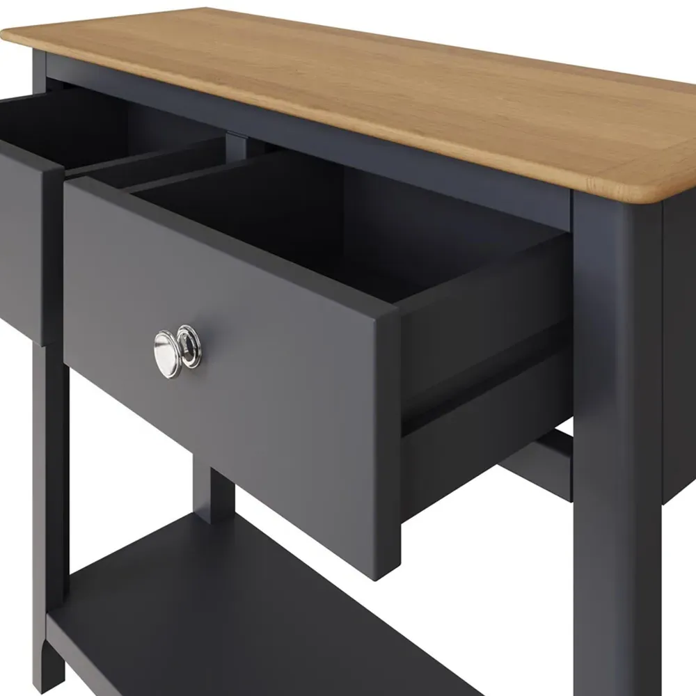 Taberno 2 Drawer Console Table - Blue, Oak