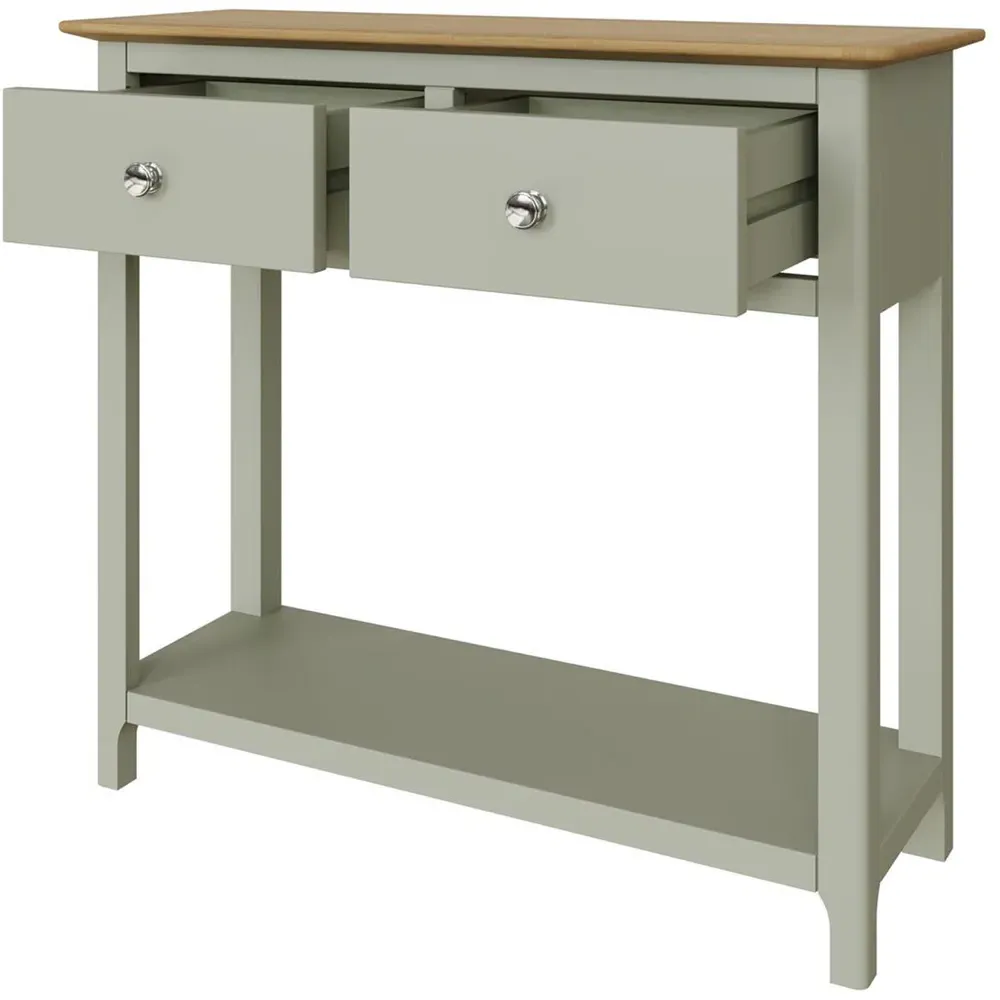 Taberno 2 Drawer Console Table - Green, Oak