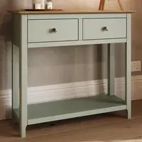 Taberno 2 Drawer Console Table - Green, Oak