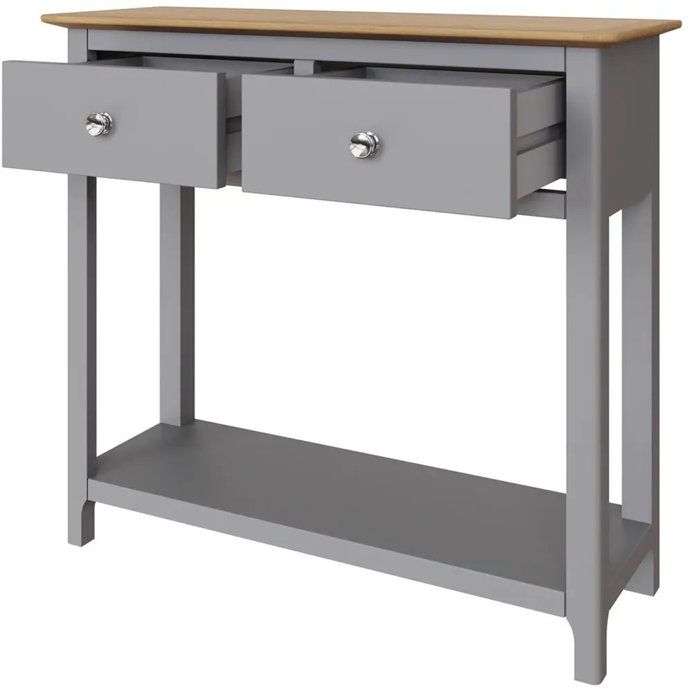 Taberno 2 Drawer Console Table - Grey, Oak