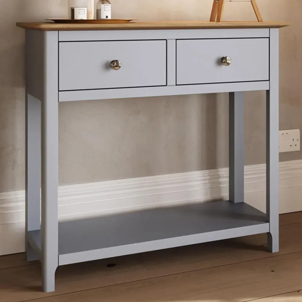 Taberno 2 Drawer Console Table - Grey, Oak