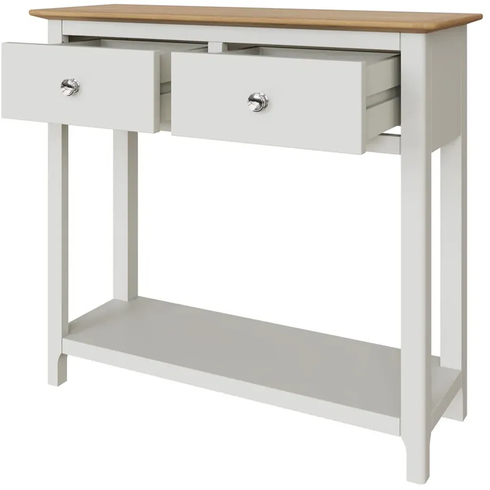 Taberno 2 Drawer Console Table - White, Oak