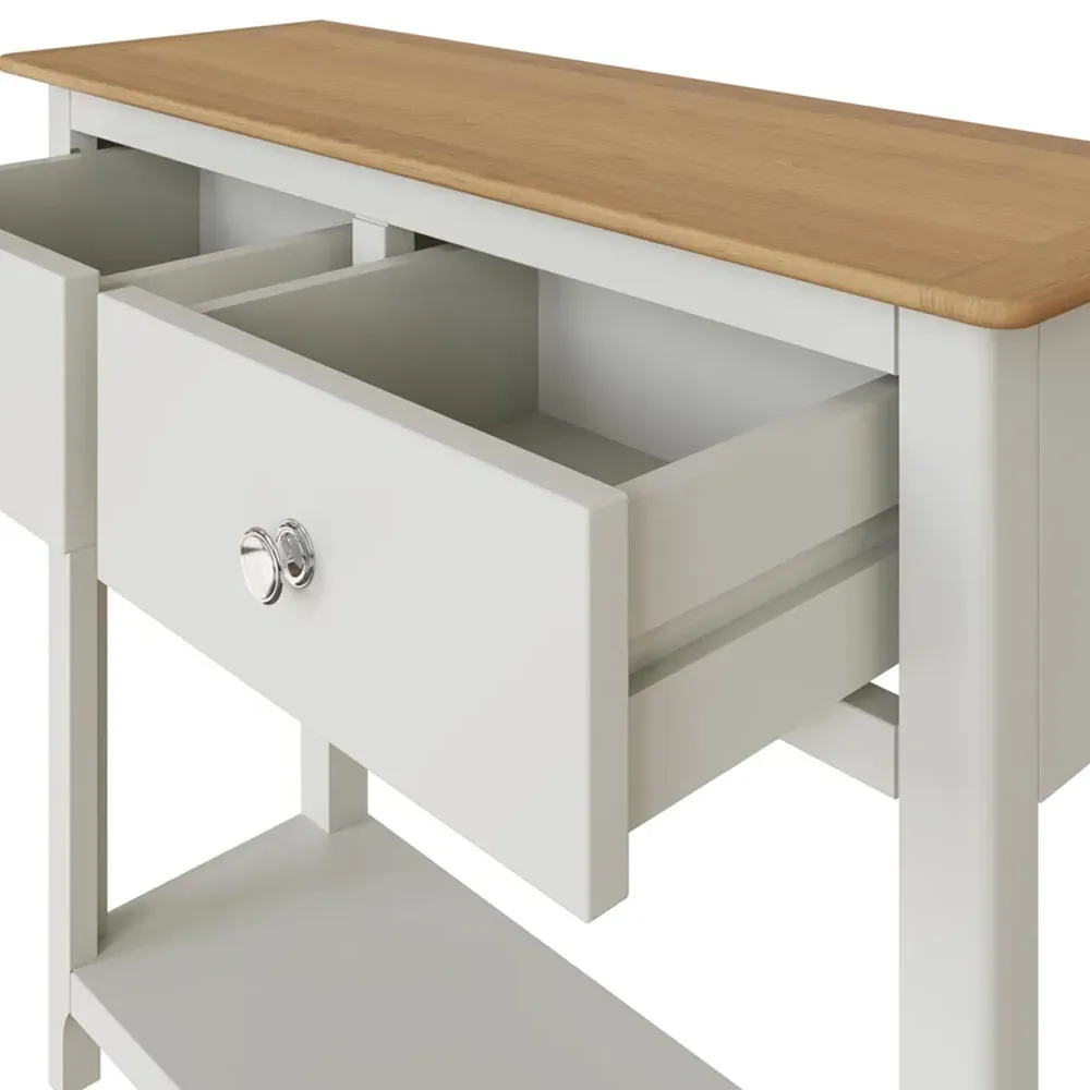Taberno 2 Drawer Console Table - White, Oak