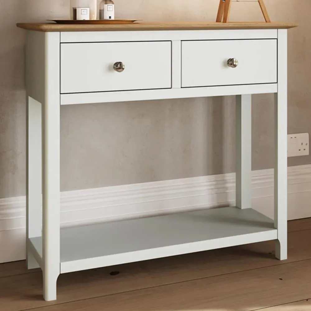 Taberno 2 Drawer Console Table - White, Oak