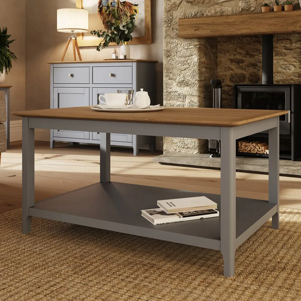 Taberno Large Coffee Table with Storage - Grey, Oak