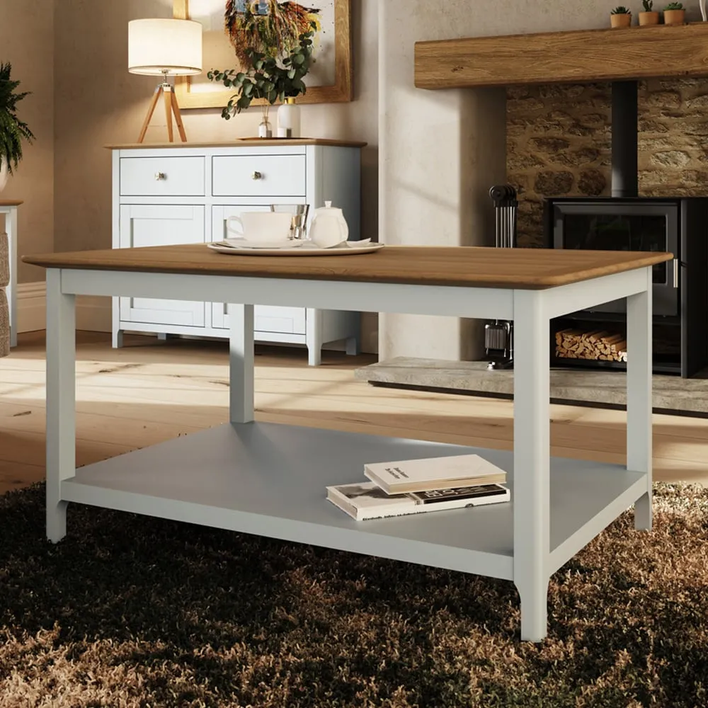Taberno Large Coffee Table with Storage - White, Oak