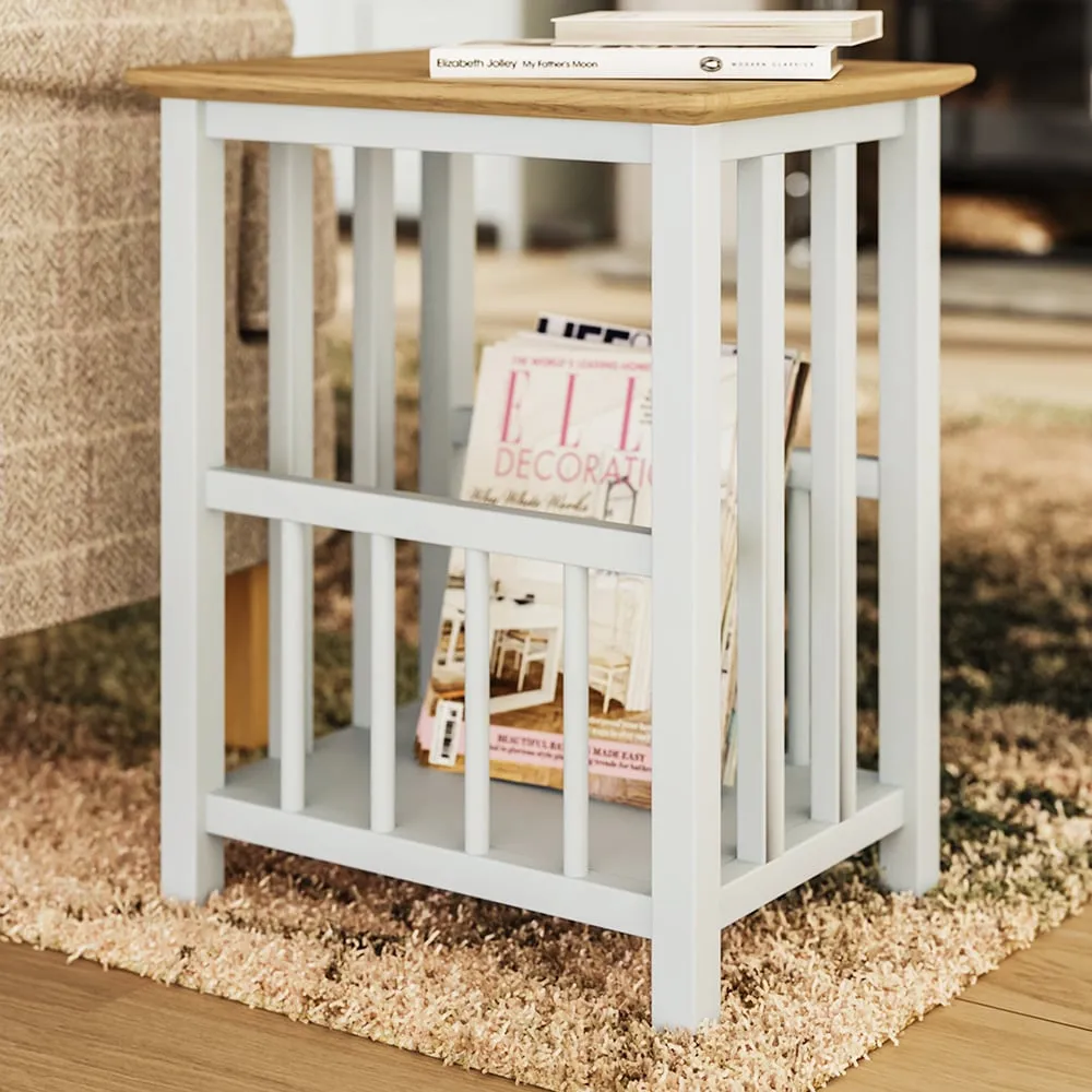 Taberno Magazine Table - White, Oak